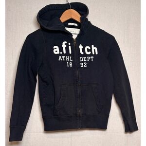 Abercrombie Kids Black Muscle Full Zip Hoodie Sweatshirt Athl Dept Graphic Small